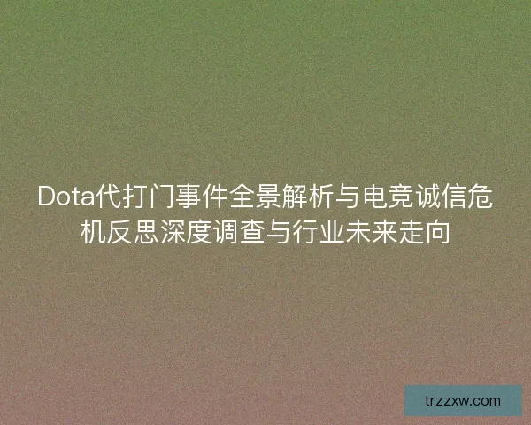 Dota代打门事件全景解析与电竞诚信危机反思深度调查与行业未来走向